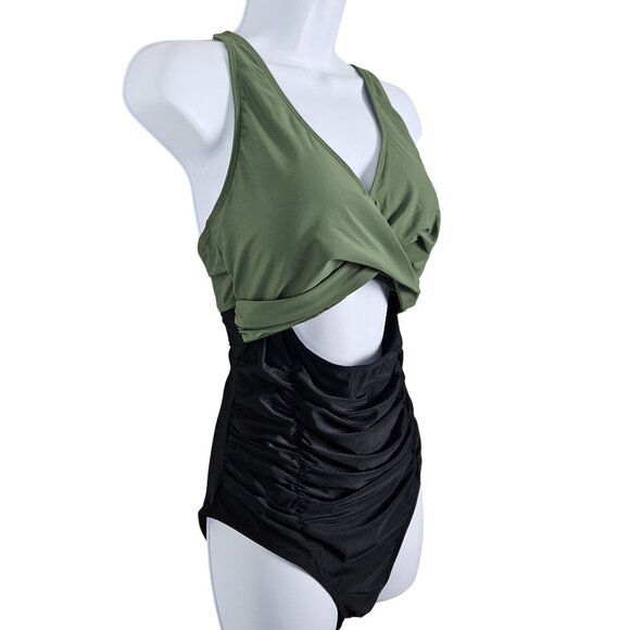 Blooming Jelly Womens One-Piece Swimsuit Ruched Cross Back Ties Size Large - Picture 7 of 12